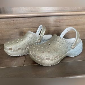 Crocs metallic wedge in women's size 8